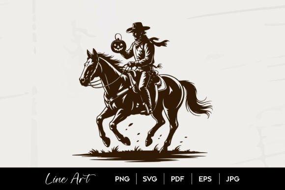 Cowboy Riding Horse with Pumpkin Lantern Review