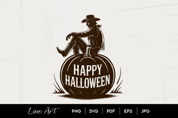 Cowboy Sitting on Pumpkin Halloween Art Review