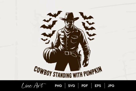 Cowboy with Pumpkin and Bats Art Review