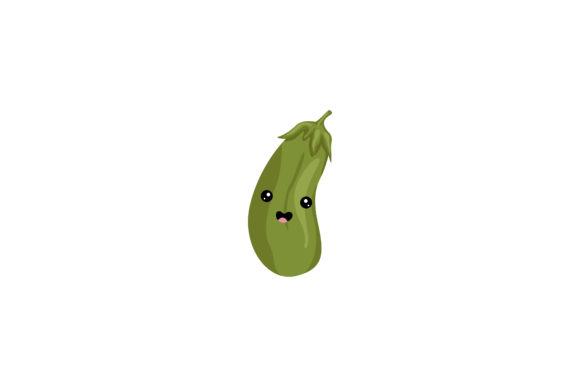 Green Eggplant Kawaii: A Playful Embroidery Design for Creative Projects