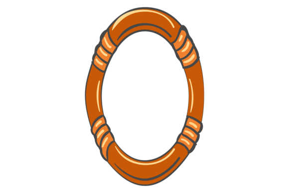 Round Wooden Border Doodle. Retro Style