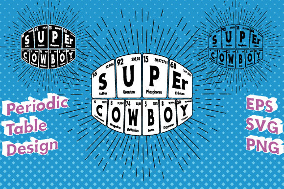 Super Cowboy Periodic Table Vector: A Playful Embroidery Design for Creative Projects